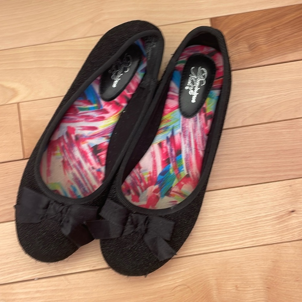 simple  black girls flats with bow